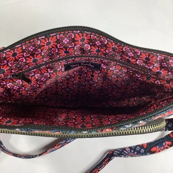 Vera Bradley Crossbody Purse Tile Pink Blue Black Mosaic - Picture 5 of 6